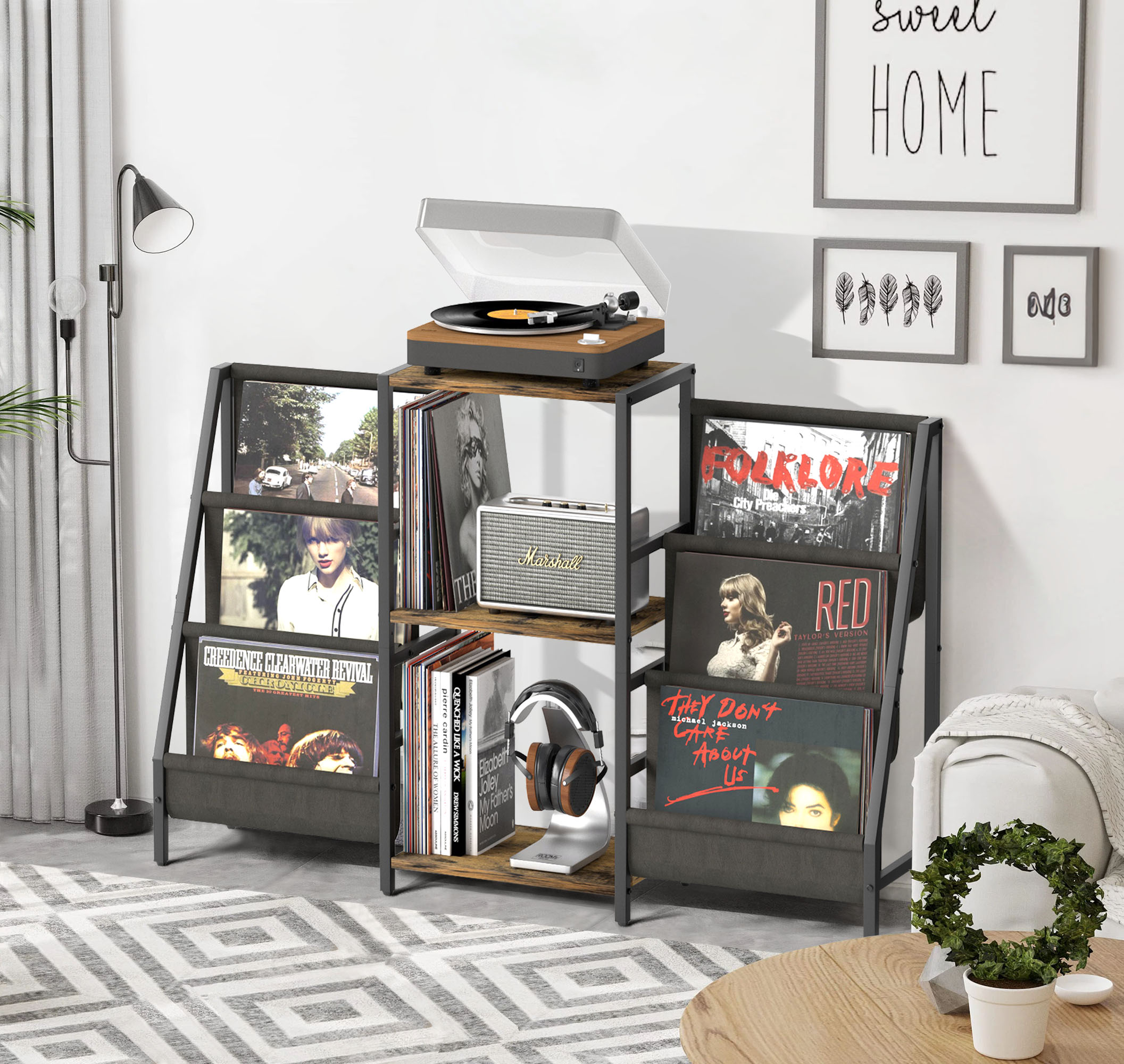 Amazon.com: Record Player Stand with Vinyl Storage, Record Player